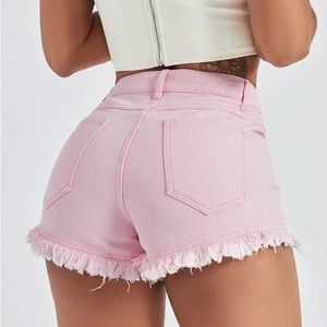 Pink Denim High Rise Shorts